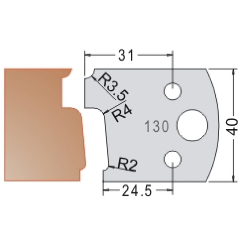 #130 40mm Knives For MPC Multi Profile Cutter (Set of 2) Dimar 3313040