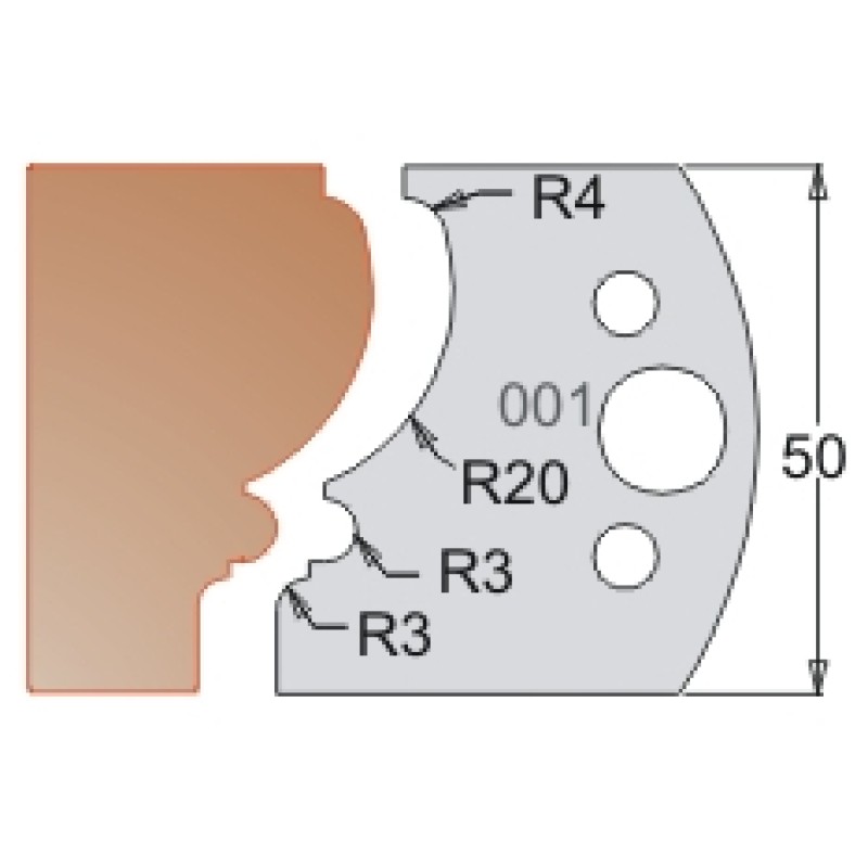 #001 50mm Limiters For MPC Multi Profile Cutter (Set of 2) Dimar 3400150