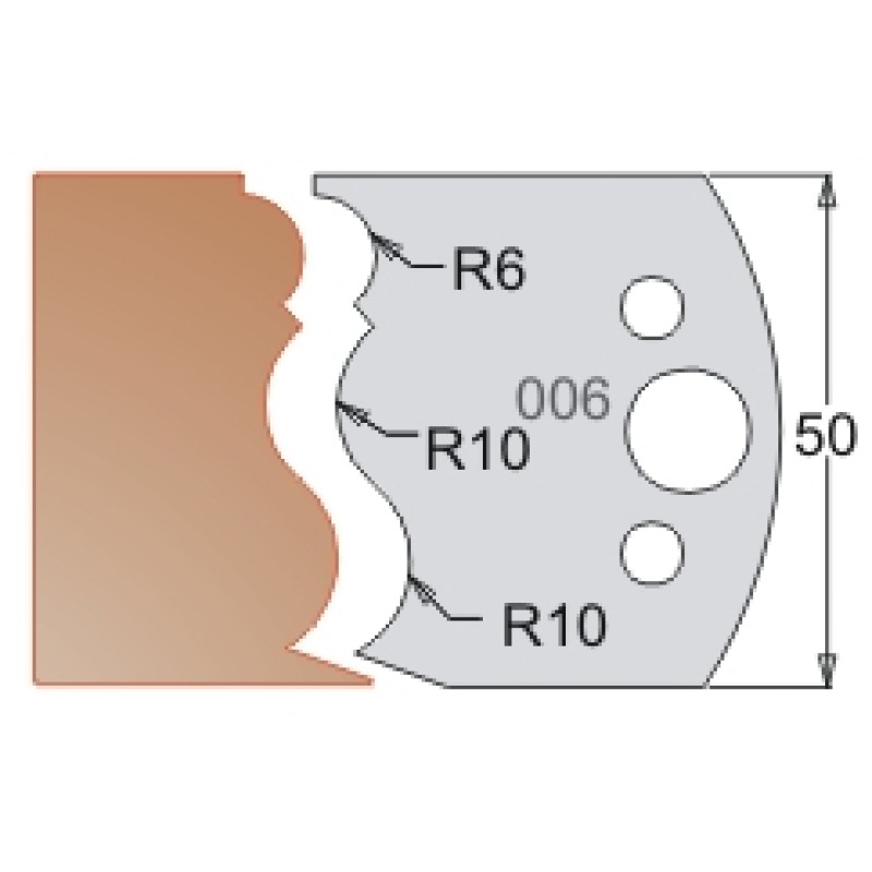 #006 50mm Limiters For MPC Multi Profile Cutter (Set of 2) Dimar 3400650