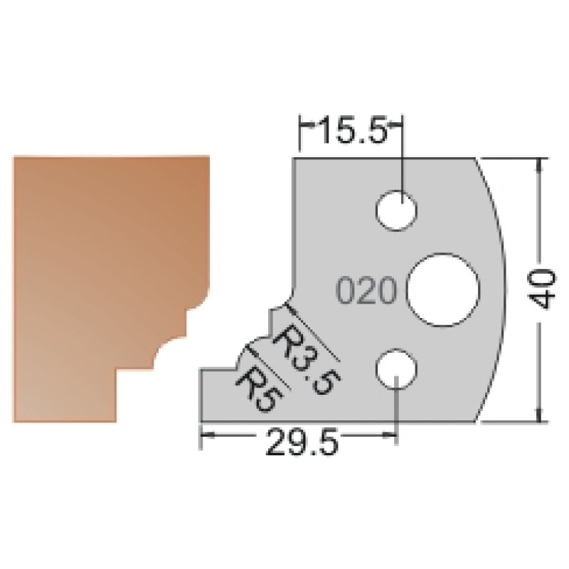 #020 40mm Limiters For MPC Multi Profile Cutter (Set of 2) Dimar 3402040