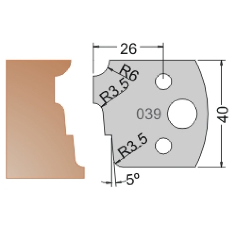 #039 40mm Limiters For MPC Multi Profile Cutter (Set of 2) Dimar 3403940