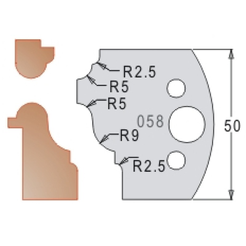 #058 50mm Limiters For MPC Multi Profile Cutter (Set of 2) Dimar 3405850