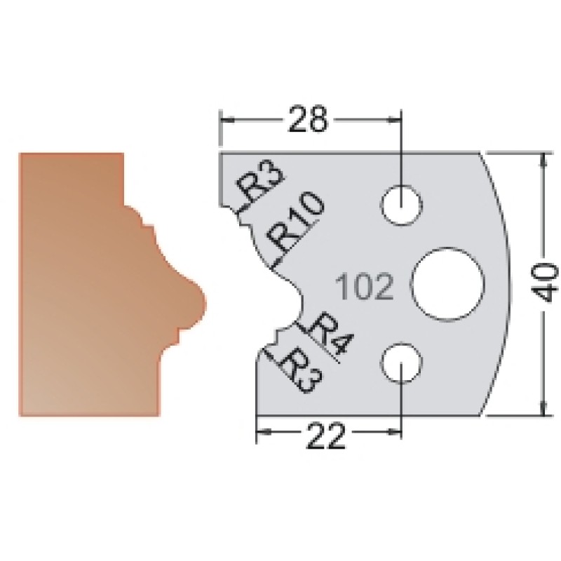 #102 40mm Limiters For MPC Multi Profile Cutter (Set of 2) Dimar 3410240