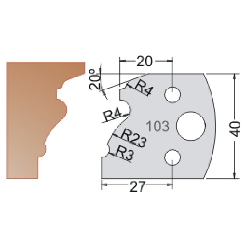 #103 40mm Limiters For MPC Multi Profile Cutter (Set of 2) Dimar 3410340