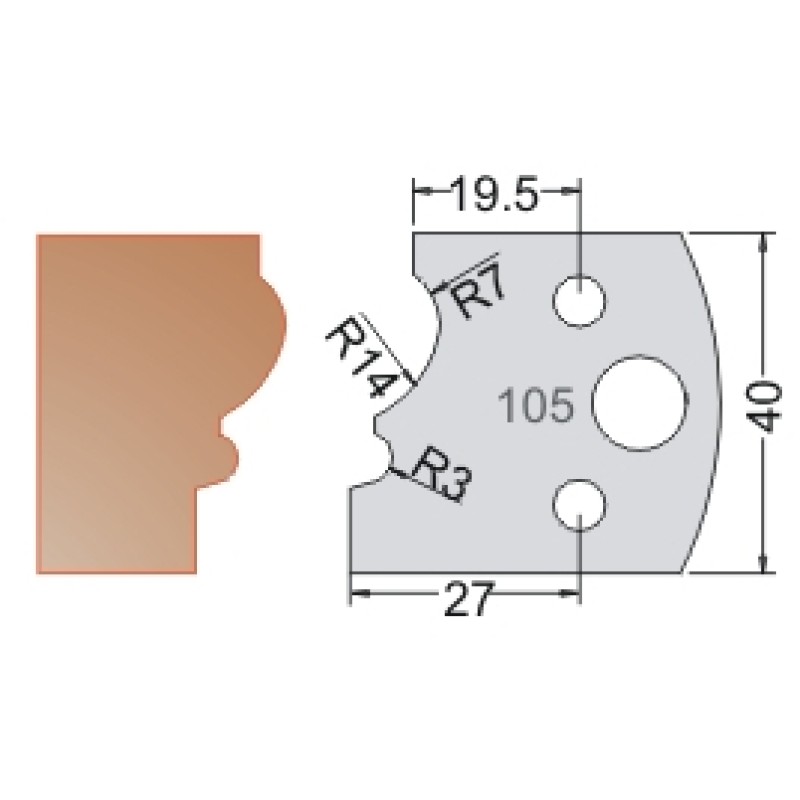 #105 40mm Limiters For MPC Multi Profile Cutter (Set of 2) Dimar 3410540