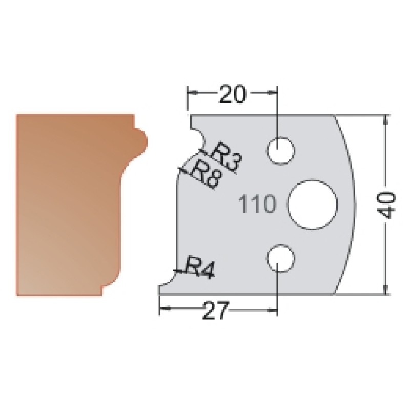 #110 40mm Limiters For MPC Multi Profile Cutter (Set of 2) Dimar 3411040