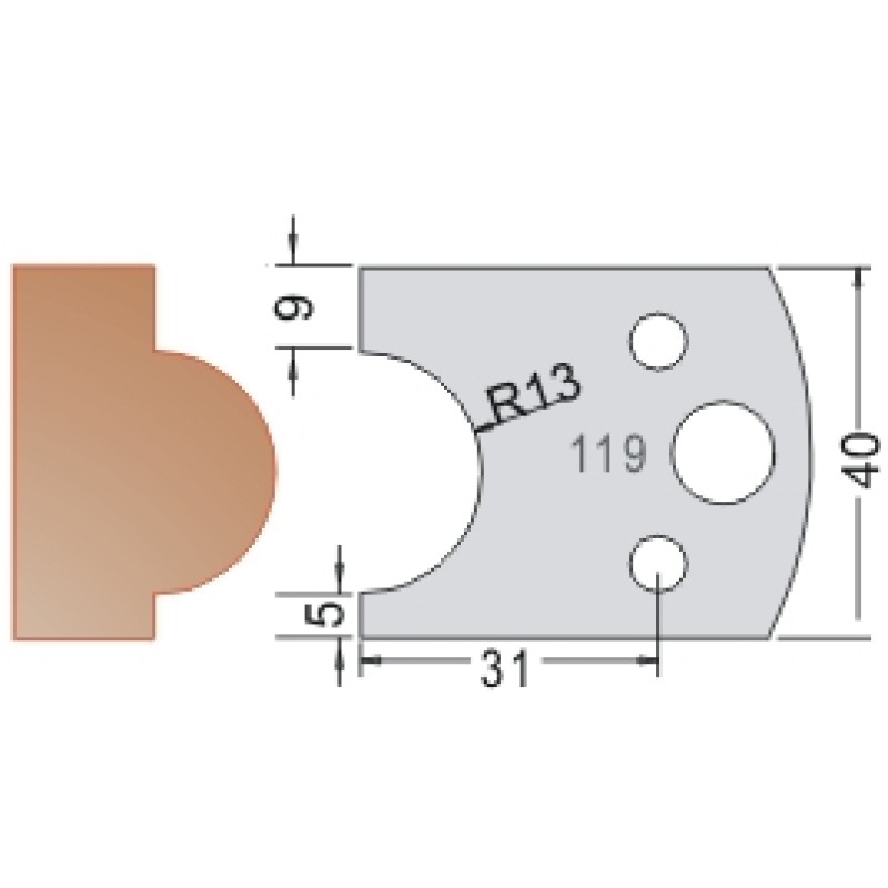 #119 40mm Limiters For MPC Multi Profile Cutter (Set of 2) Dimar 3411940