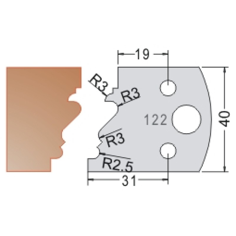 #122 40mm Limiters For MPC Multi Profile Cutter (Set of 2) Dimar 3412240