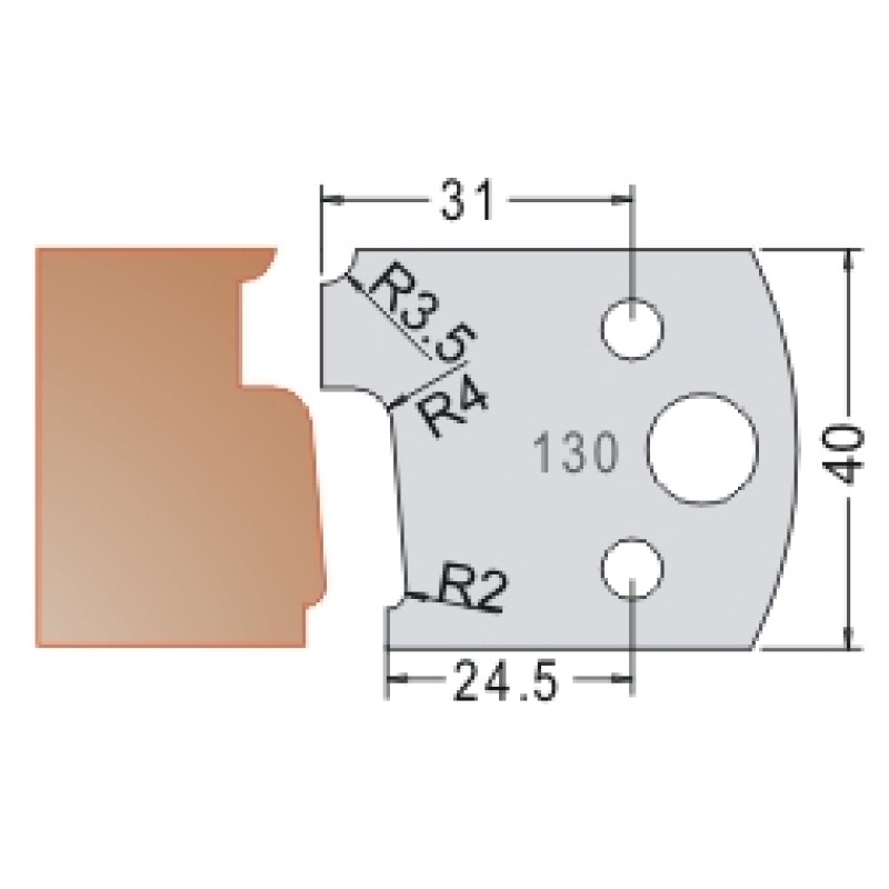 #130 40mm Limiters For MPC Multi Profile Cutter (Set of 2) Dimar 3413040