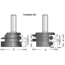 42R8-6A Tongue & Groove Bit - Complete Set A 2 Flute 30mm & 1/4" Cutting Height 1/2" Shank