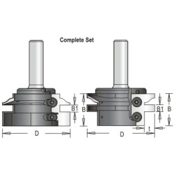 42R8-6B Tongue & Groove Bit - Complete Set B 2 Flute 30mm & 1/4" Cutting Height 1/2" Shank