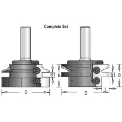42R8-6C Tongue & Groove Bit - Complete Set C 2 Flute 30mm & 1/4" Cutting Height 1/2" Shank