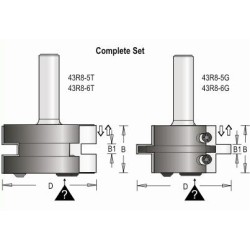 43R8-5 Tongue & Groove Insert Bit Set 2 Flute 30mm & 5.4-6mm Cutting Height 1/2" Shank
