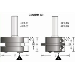 43R8-6 Tongue & Groove Insert Bit Set 2 Flute 30mm & 6.1-6.6mm Cutting Height 1/2" Shank