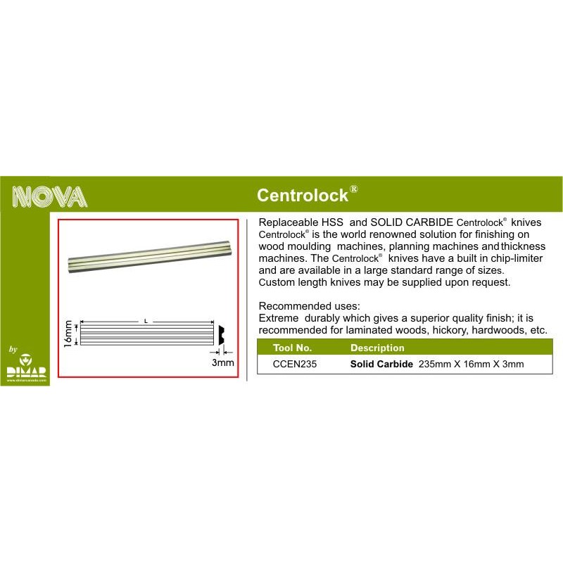 Centrolock Carbide 235x16x3 Dimar CCEN235