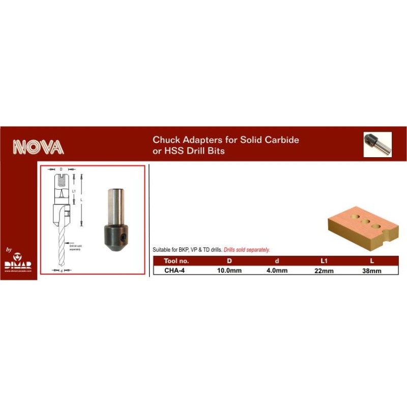 Chuck Adaptor For 4mm Drill Bit Dimar CHA-4