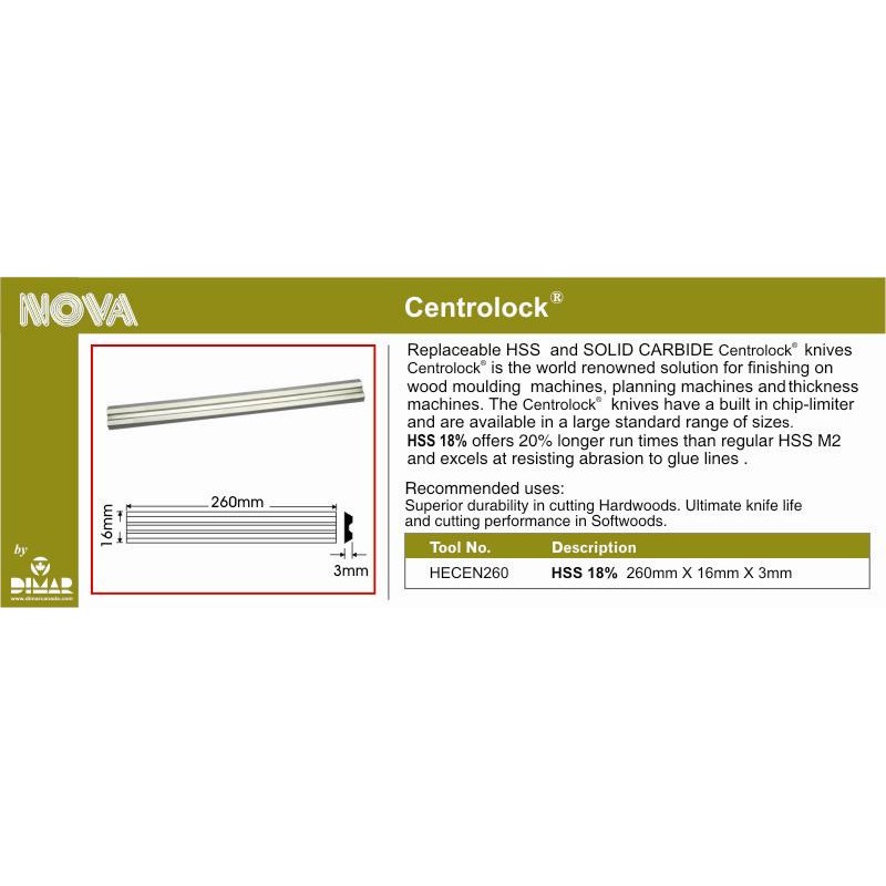 Centrolock Hss 18% 260x16x3 Dimar HECEN260