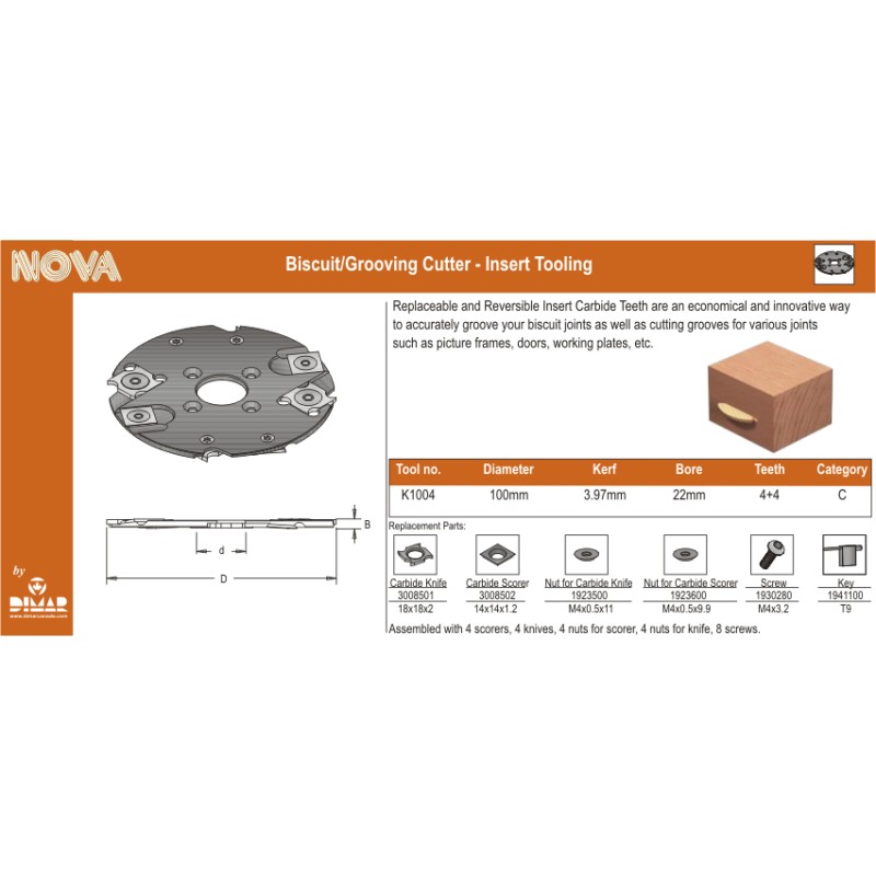 Dimar Nova Replaceable Carbide CutterK1004