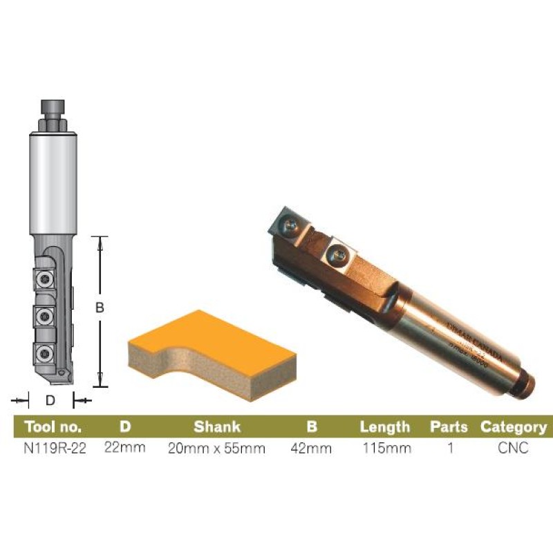 Cnc Up/down Shear D=22mm, B=42mm Dimar N119R-22