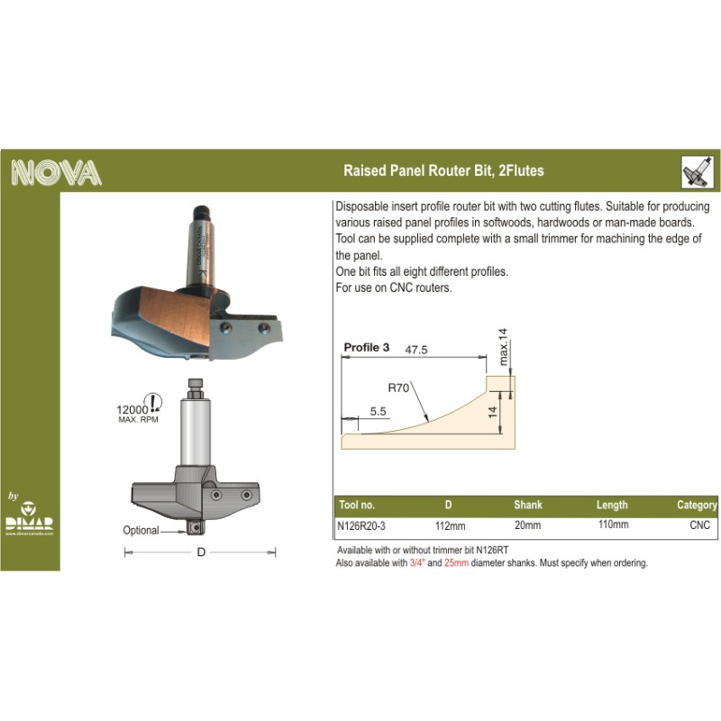 Cnc Raised Panel - Profile #3 Dimar N126R20-3
