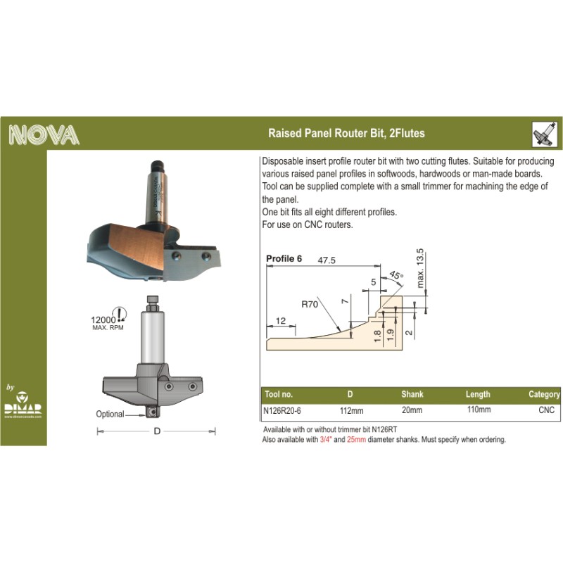 Cnc Raised Panel - Profile #6 Dimar N126R20-6