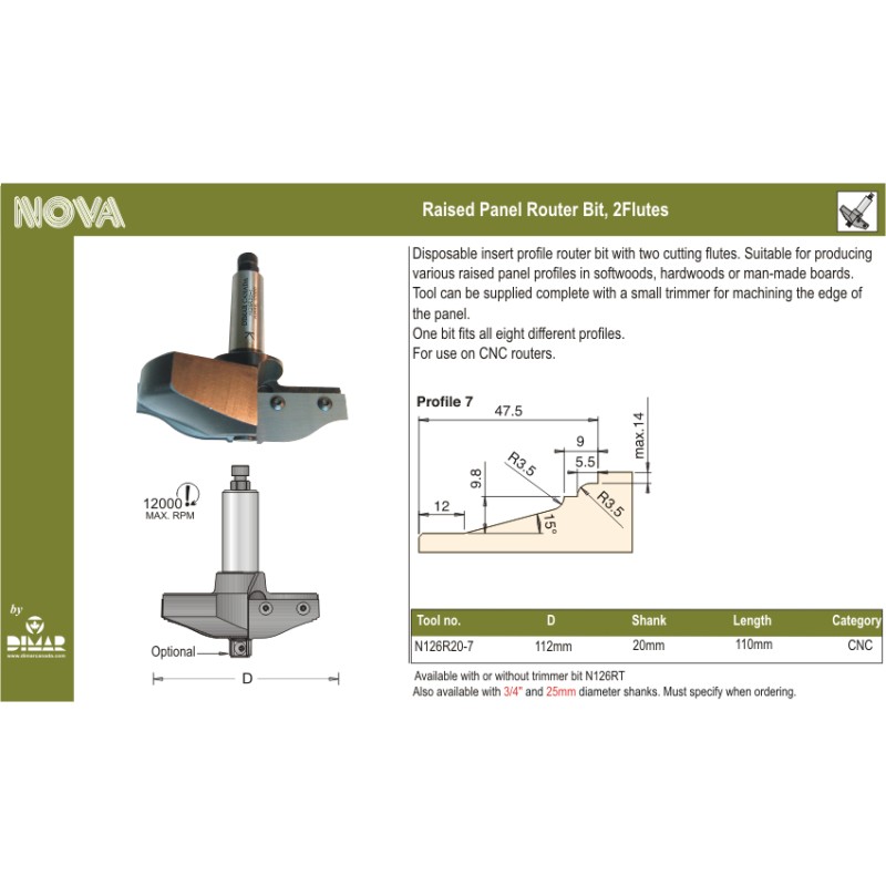 Cnc Raised Panel - Profile #7 Dimar N126R20-7