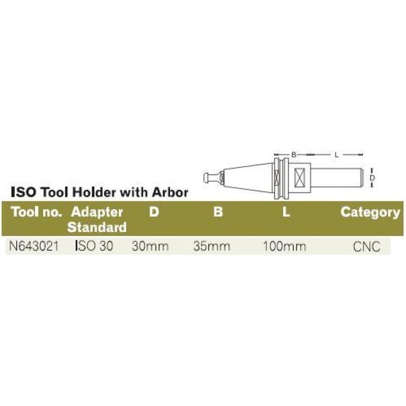 Chuck  Iso 30  30x35x100mm W/arbor Dimar N643021