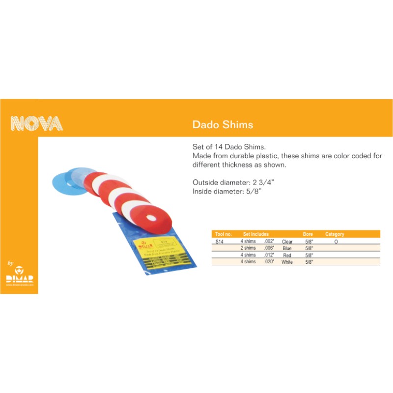 Dimar's Dado Shims 14 Pcs Dimar S14
