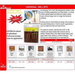 Universal Drill Bits 6 Pc Set, 4 Flt Dimar UDB-SET-6