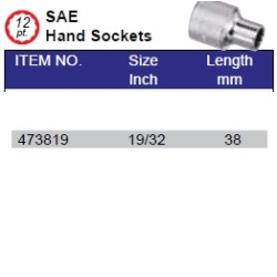 1/2dr 19/32" Hand Socket 12pt 