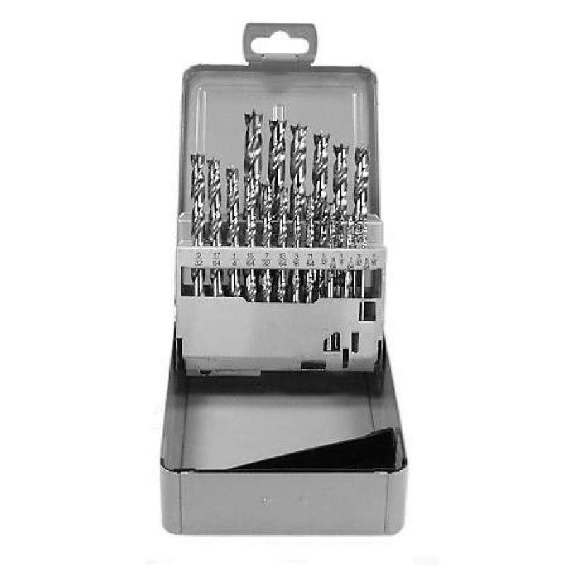 Lipped HSS Brad Point Drill Bit Set 12 Pieces 5/64" - 1/4" by 64ths Regular Length