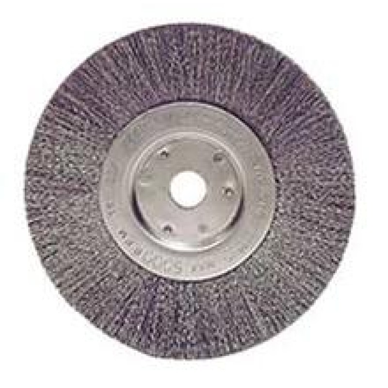 Wire Wheel 6" Diameter with 5/8"-1/2" Arbour Hole .006" Gauge Stainless Steel Narrow Face Crimped (Single)