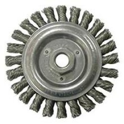 Wire Wheel 4-7/8" Diameter with 5/8-11 Arbour Hole .023 Gauge Stringer Bead Knotted (Stainless Steel)