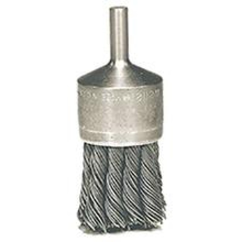 Wire End Brush 1-1/8" Diameter 1/4" Shank .014 Gauge Knotted