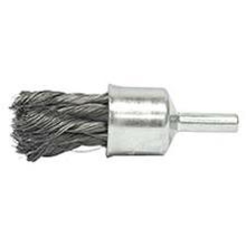 Wire End Brushes 1/2" Diameter 1/4" Shank .014 Gauge Knotted