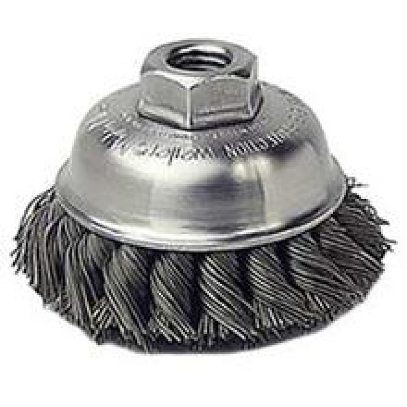 Wire Cup Brushes 3-1/2" Diameter M14x2.0 Arbour Hole .023 Gauge Knotted