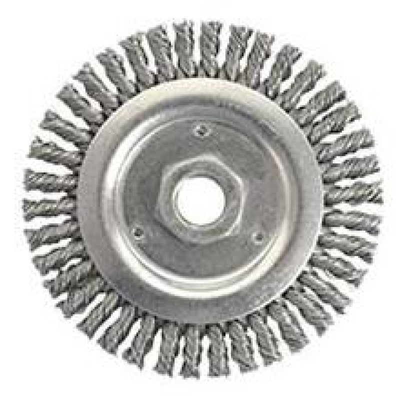Wire Wheel 4-1/2" Diameter with 5/8-11 Arbour Hole .014 Gauge Roughneck Stringer Bead (Stainless Steel)