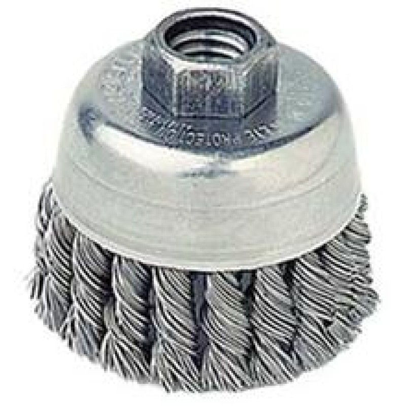 Wire Cup Brush 2-3/4" Diameter 5/8-11 Arbour Hole .020 Gauge Single Row Knotted