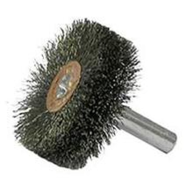 Wire Wheel 1-3/8" Diameter 1/4" Shank .008 Gauge Crimped