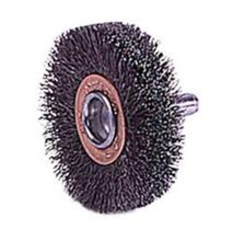 Wire Wheel 2" Diameter x 3/8" Wide with 1/4" Shank 0.0118 Gauge Crimped (Stainless Steel)
