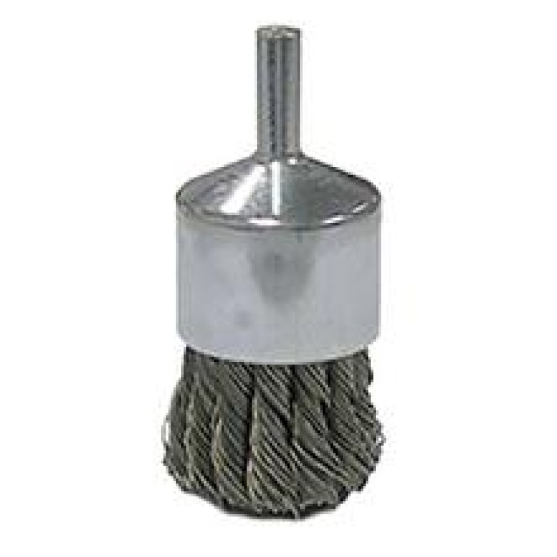 Wire End Brush 1" Diameter 1/4" Shank .020 Gauge Knotted