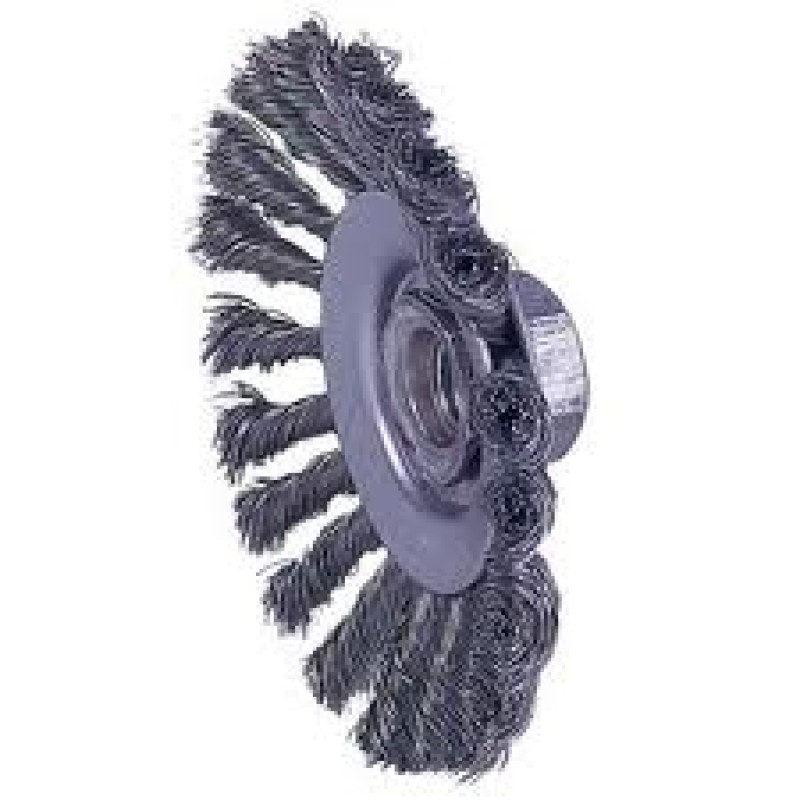 Bevel Knot Brush 4-1/2" Diameter M14x2.0 Arbour Hole .020 Gauge