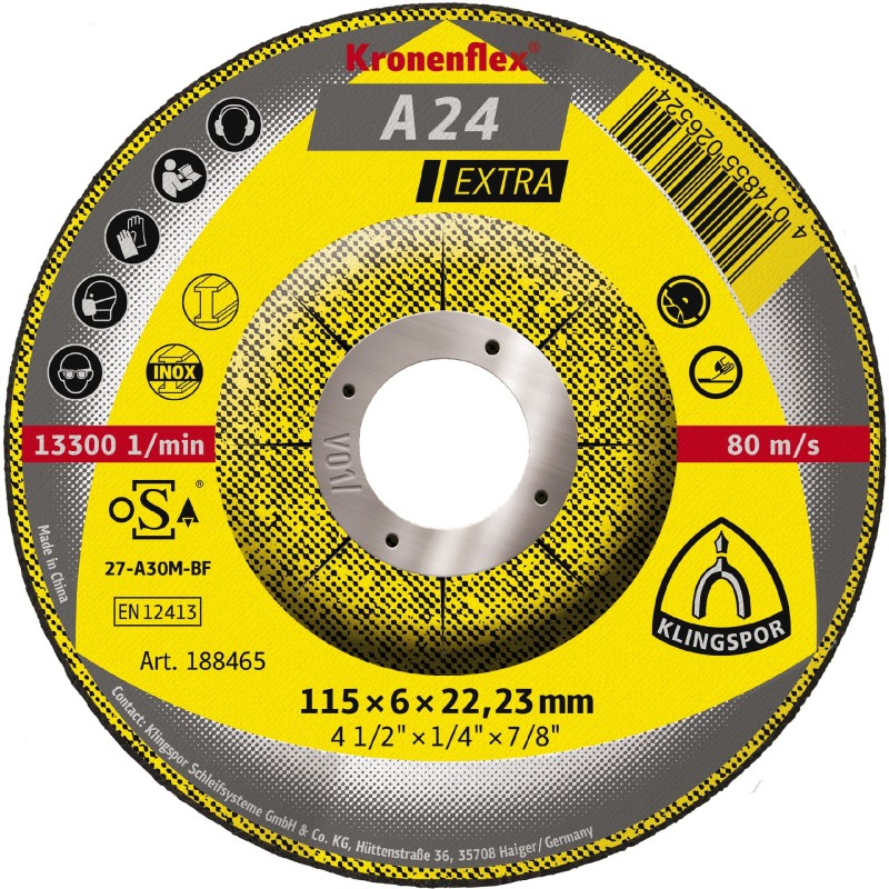 Depressed Center 4-1/2x1/4(6mm)x7/8 A24ex Klingspor 188465