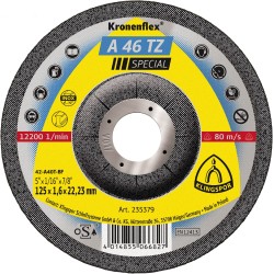 Cut Off Type 27 (Depressed Center) 5 x 1/16(1.6mm) x 7/8 A46TZ for Steel & Stainless Steel Klingspor 235379