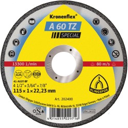 Cut Off Flat 4-1/2 x .040(1/32) x 7/8 A60tz Klingspor 202400