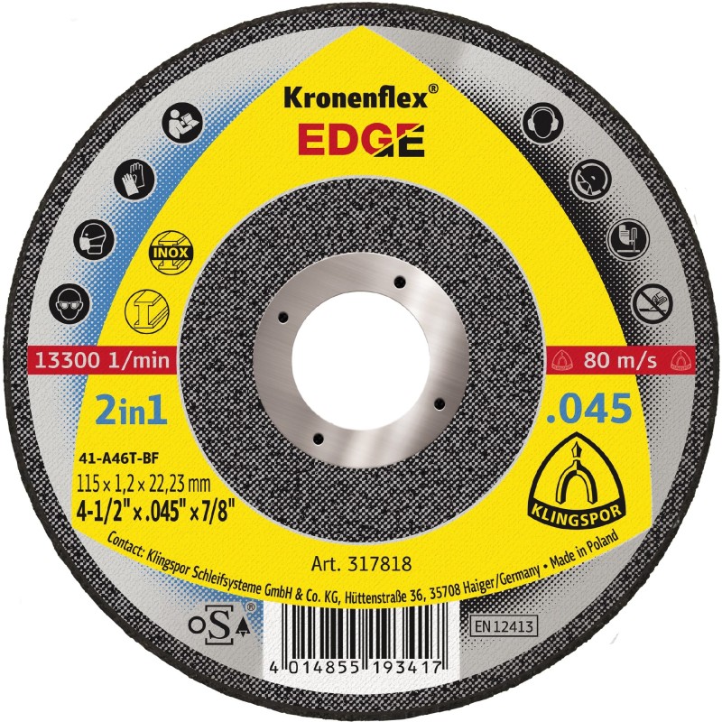 Cut Off Type 1 (Flat) 4-1/2 x .045 The Edge for Steel & Stainless Steel Klingspor