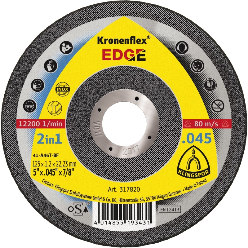Cut Off Type 1 (Flat) 5 x .045 The Edge for Steel & Stainless Steel Klingspor  