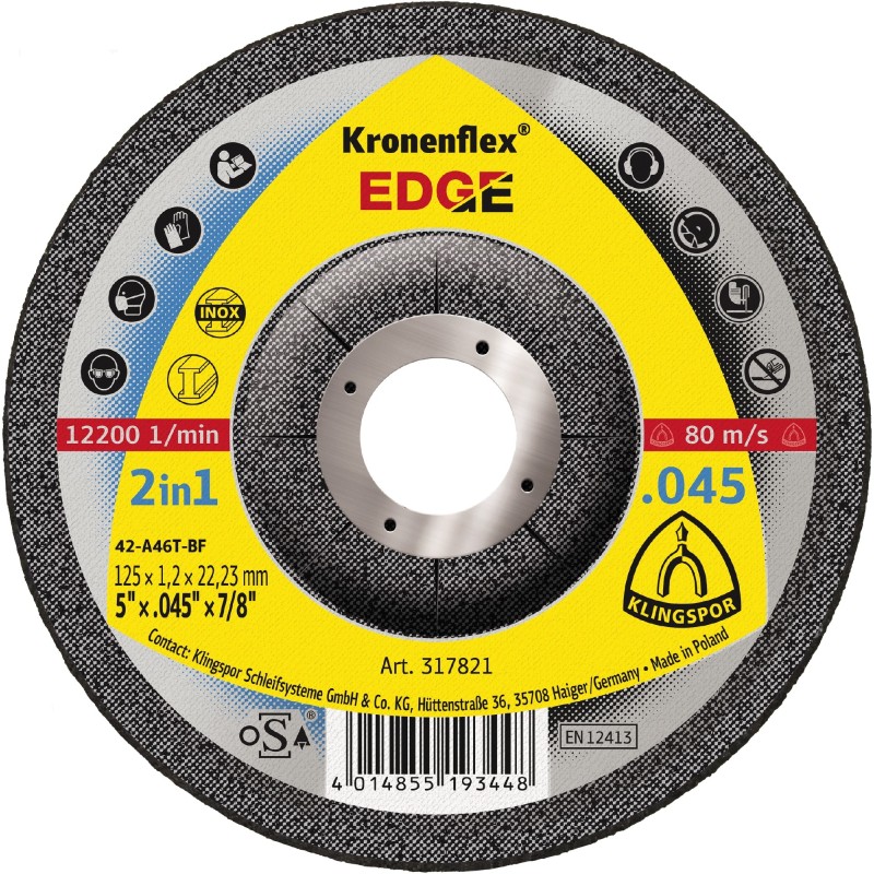 Cut Off Type 27 (Depressed Center) 5 x .045 The Edge for Steel & Stainless Steel Klingspor