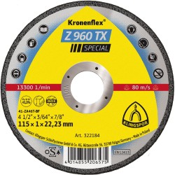 Cut Off 4-1/2x.040(1.0mm)x7/8 Z960tx Klingspor 322184