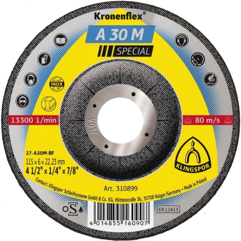 Depressed Center 7x1/4(6mm)x7/8 A30m Klingspor 310902